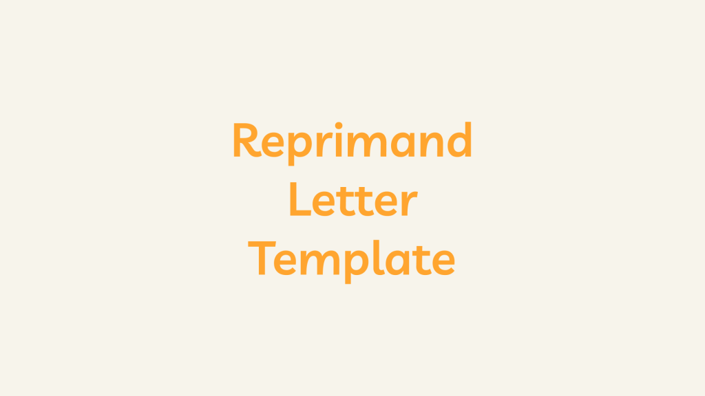 Reprimand Letter Template