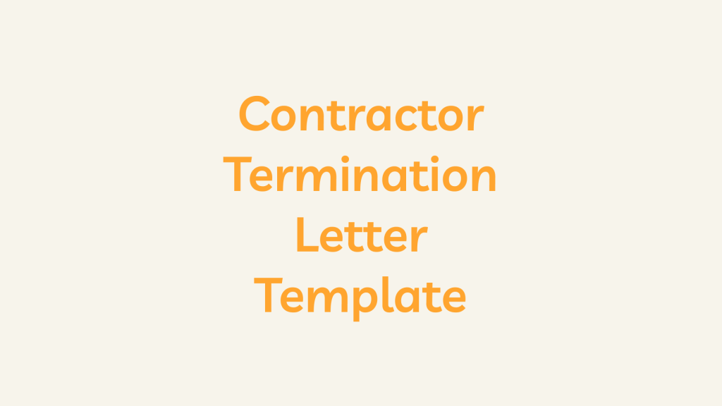 Contractor Termination Letter Template